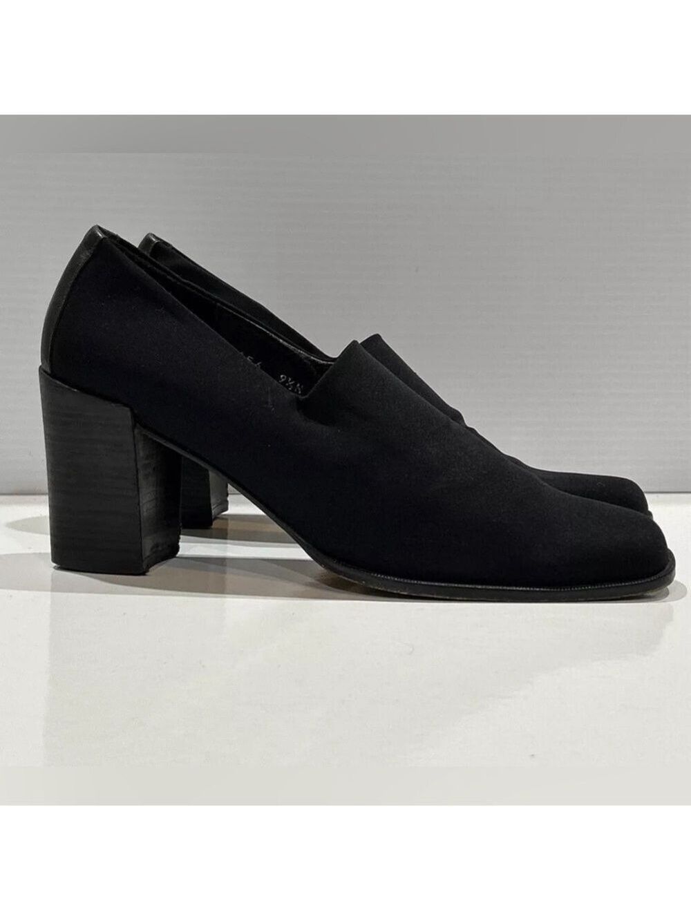 Donald J Pliner black slip on square toe block heel mules size 8.5